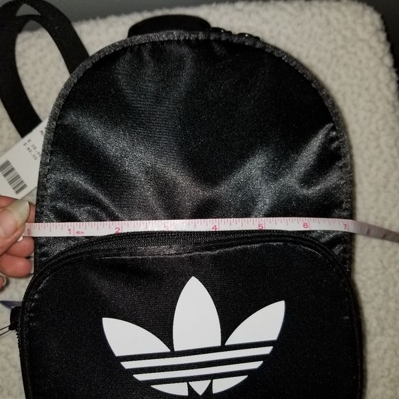 Adidas Santiago II mini backpack in black satin/white main image 10